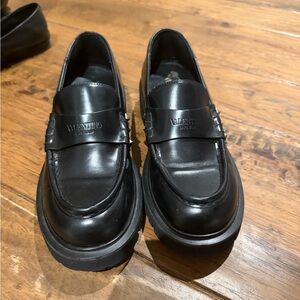 Valentino Glossy Black Slip-On Loafers